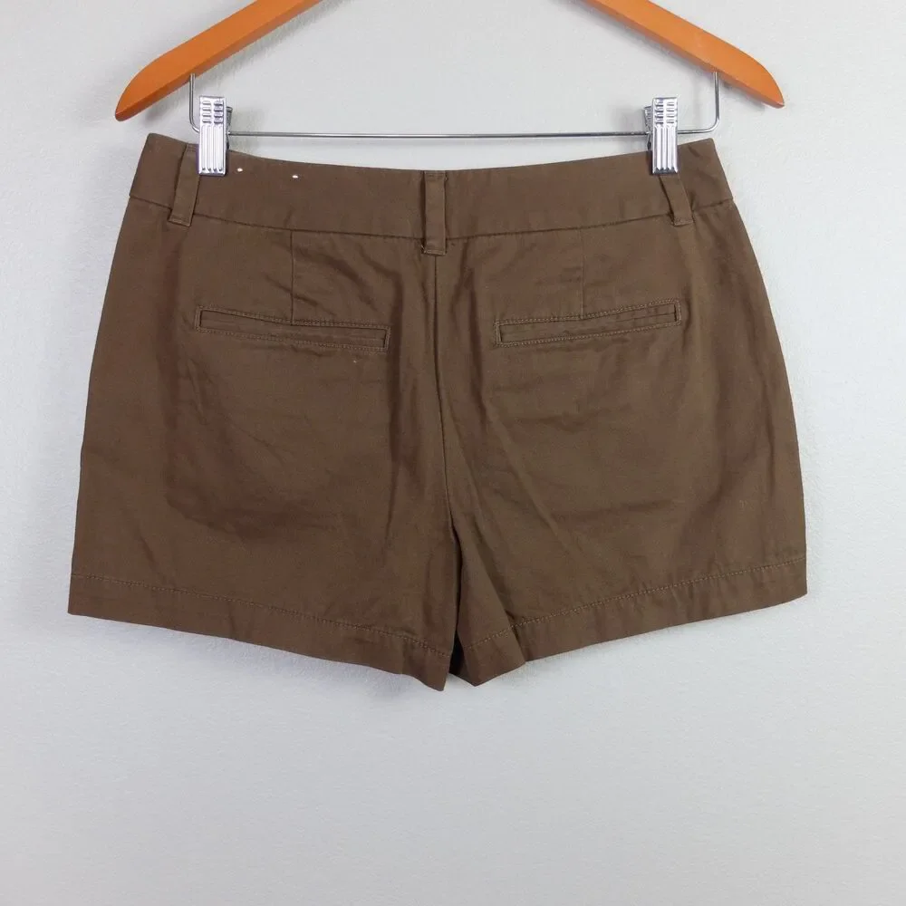 Ann Taylor LOFT Chocolate Brown Cotton Chino Shorts Size 0